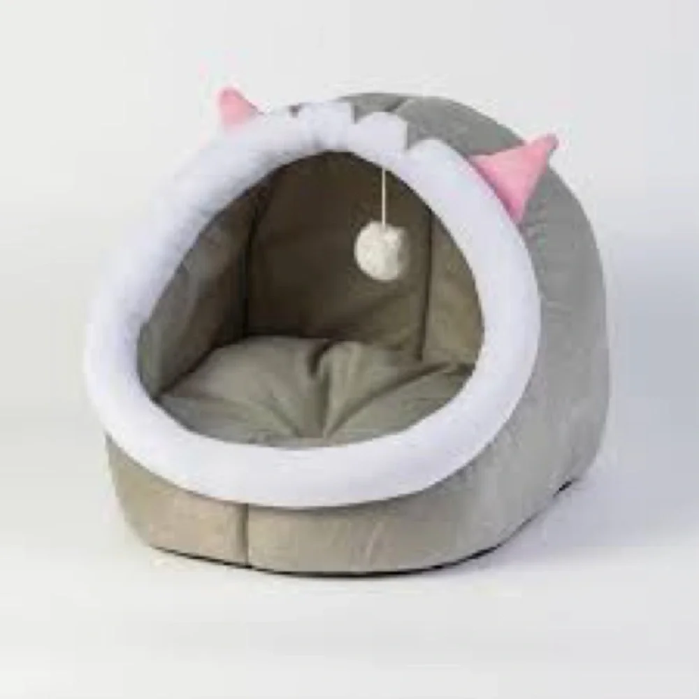 Gray Cat Hut Cushion Comfortable Space Bed Size S